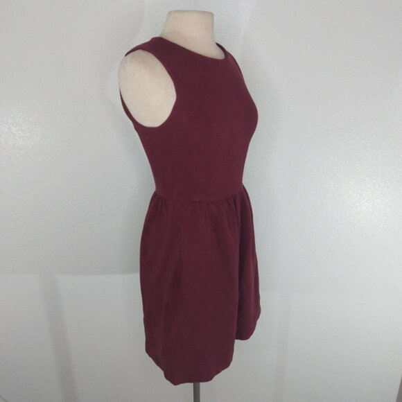 J Crew Womens Small Knit Daybreak Dress Round Neck Back Zip Sleeveless Burgundy - Picture 10 of 12
